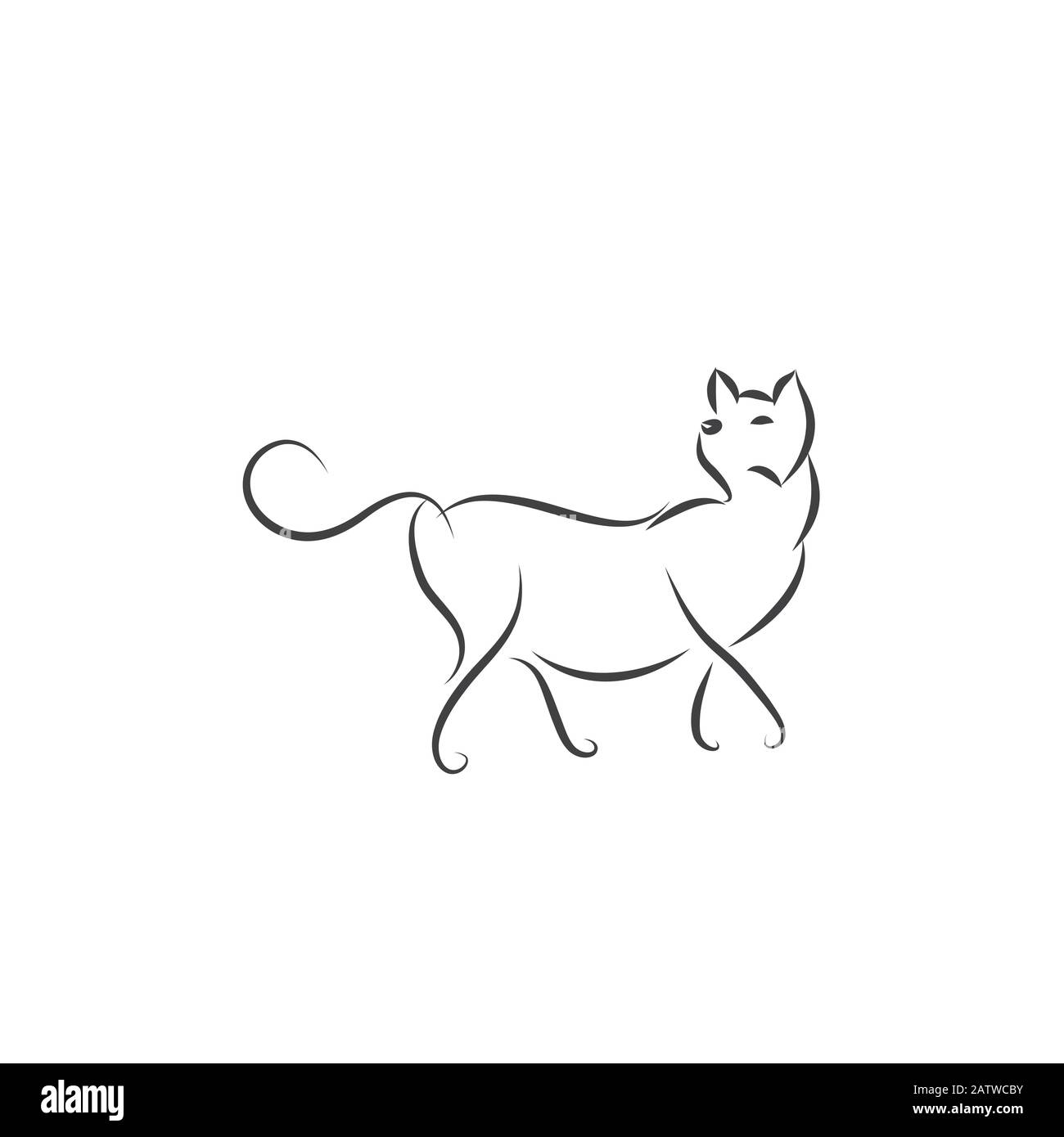 Design Cat a una linea silhouette.rappresentazione vettoriale in stile minimalismo disegnata a mano Illustrazione Vettoriale