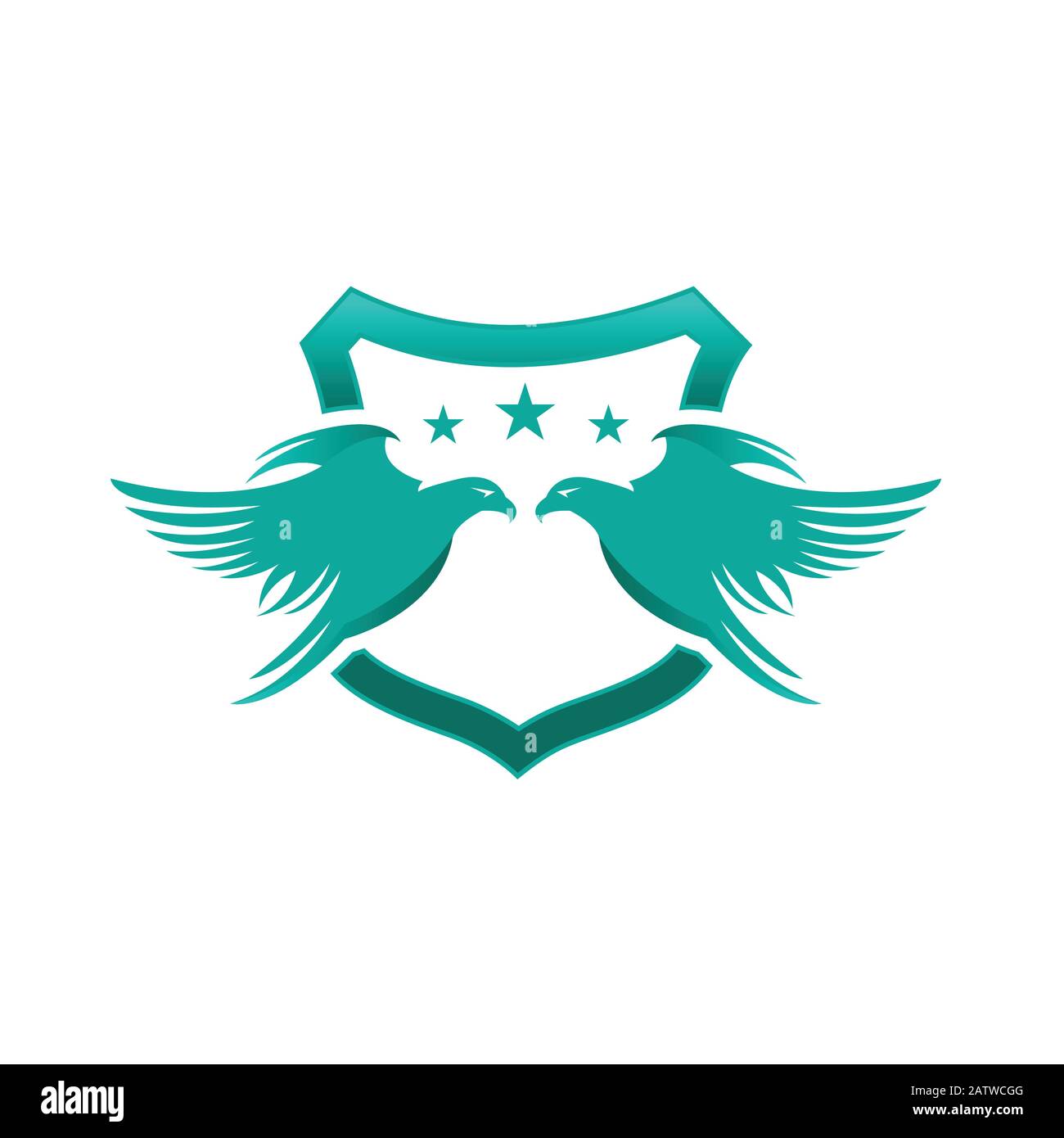 modello di design con logo eagle shield Illustrazione Vettoriale