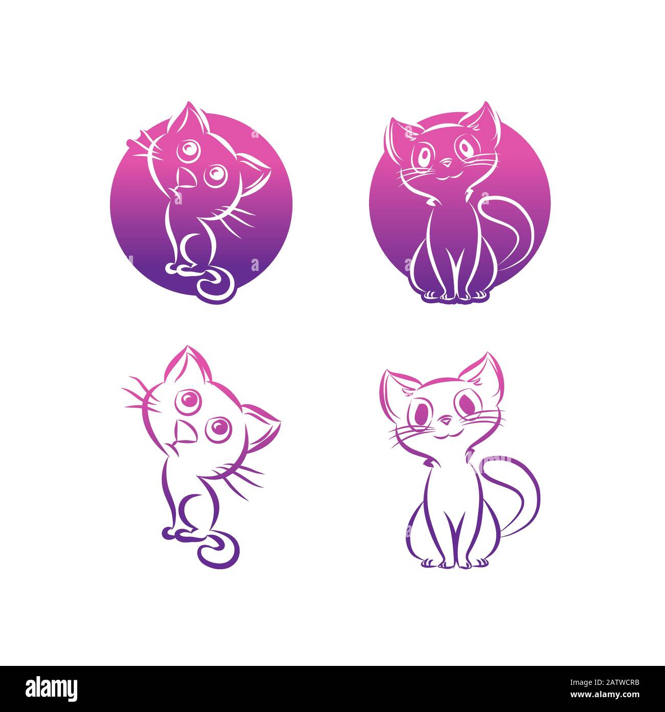 Design Cat a una linea silhouette.rappresentazione vettoriale in stile minimalismo disegnata a mano Illustrazione Vettoriale