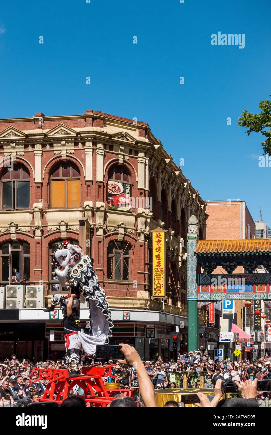 Festeggiamenti per il Capodanno cinese a Chinatown, Melbourne Foto Stock