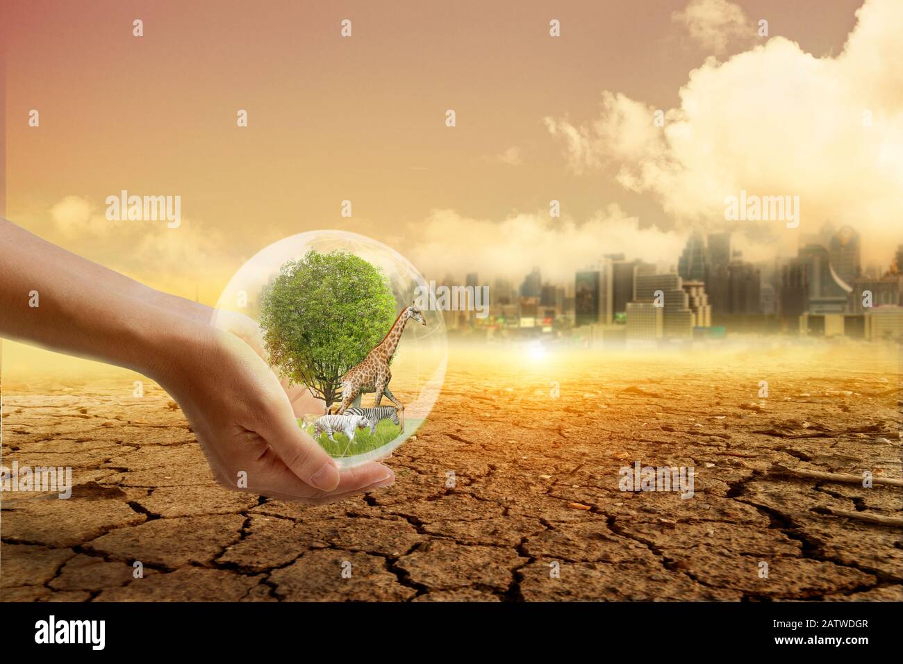 Il tema del riscaldamento globale e dell'inquinamento . Foto Stock