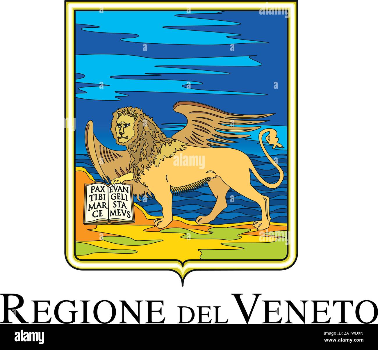 Veneto stemma ufficiale regionale, Italia, illustrazione vettoriale Illustrazione Vettoriale
