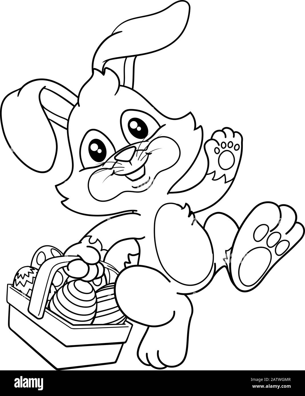 Coniglietto di pasqua Uova di coniglio cesto Cartoon Illustrazione Vettoriale