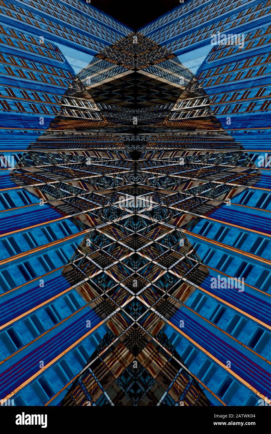 Astratto Geometrico digitale composito Della Facciata dell'Empire state Building a New York City, Stati Uniti d'America. Foto Stock
