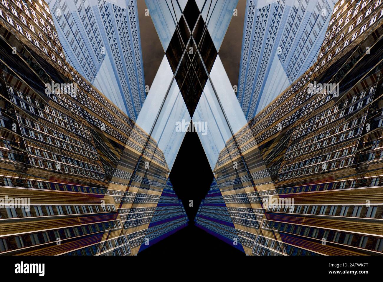 Astratto Geometrico digitale composito Della Facciata dell'Empire state Building a New York City, Stati Uniti d'America. Foto Stock