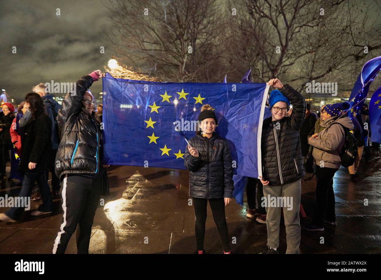 Brexit, Pro EU/Remainer il giorno della Brexit Foto Stock