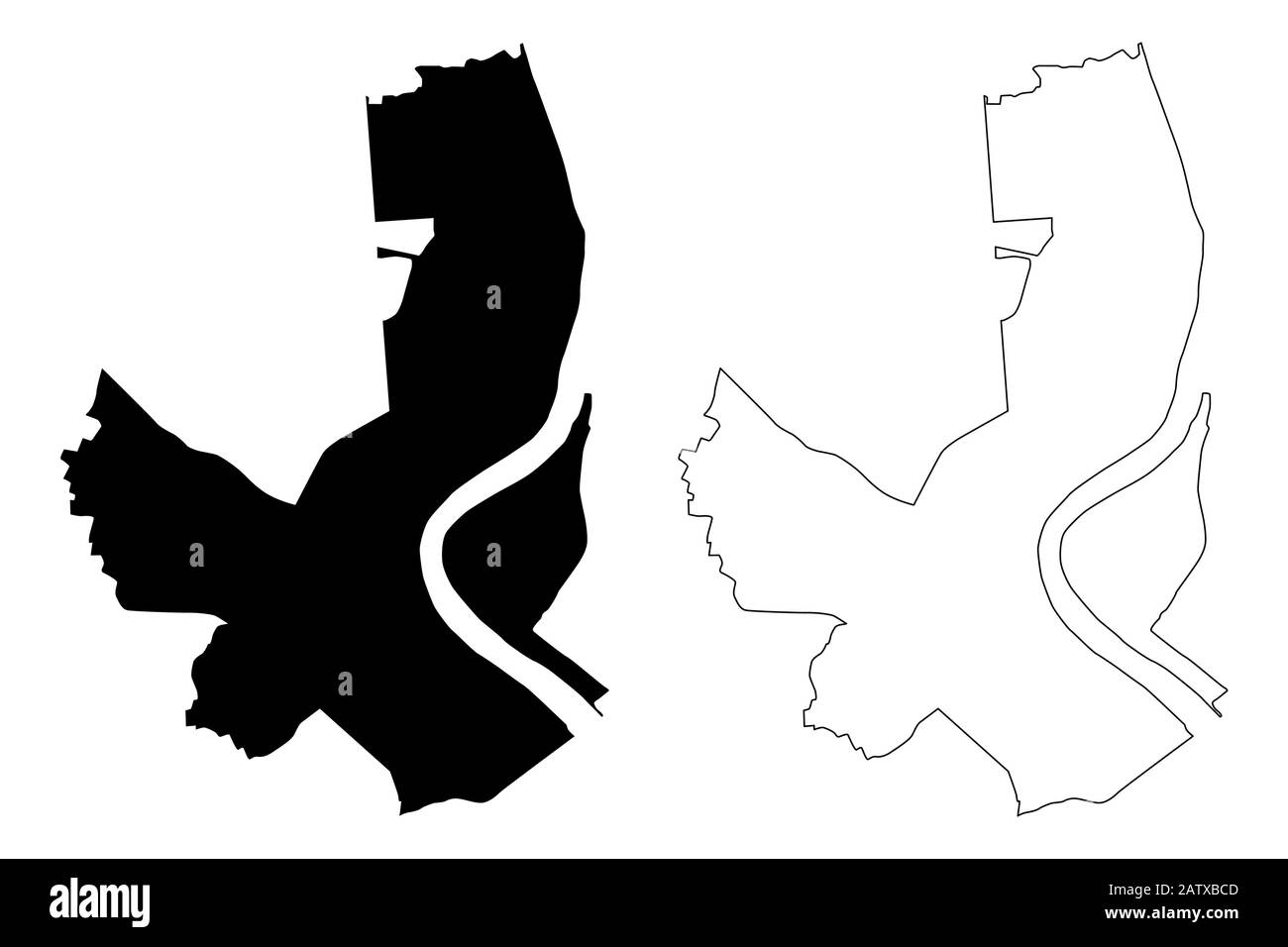 Bordeaux City (Repubblica francese, Francia, Gironda) mappa vettore illustrazione, abbozzare schizzo Città di Bordeaux mappa Illustrazione Vettoriale