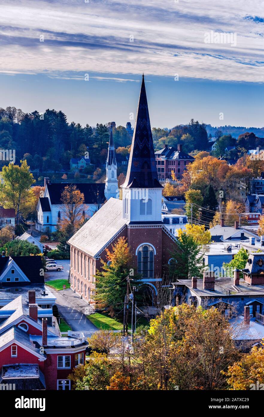 Autunno paesaggio urbano del centro di Montpelier. Foto Stock