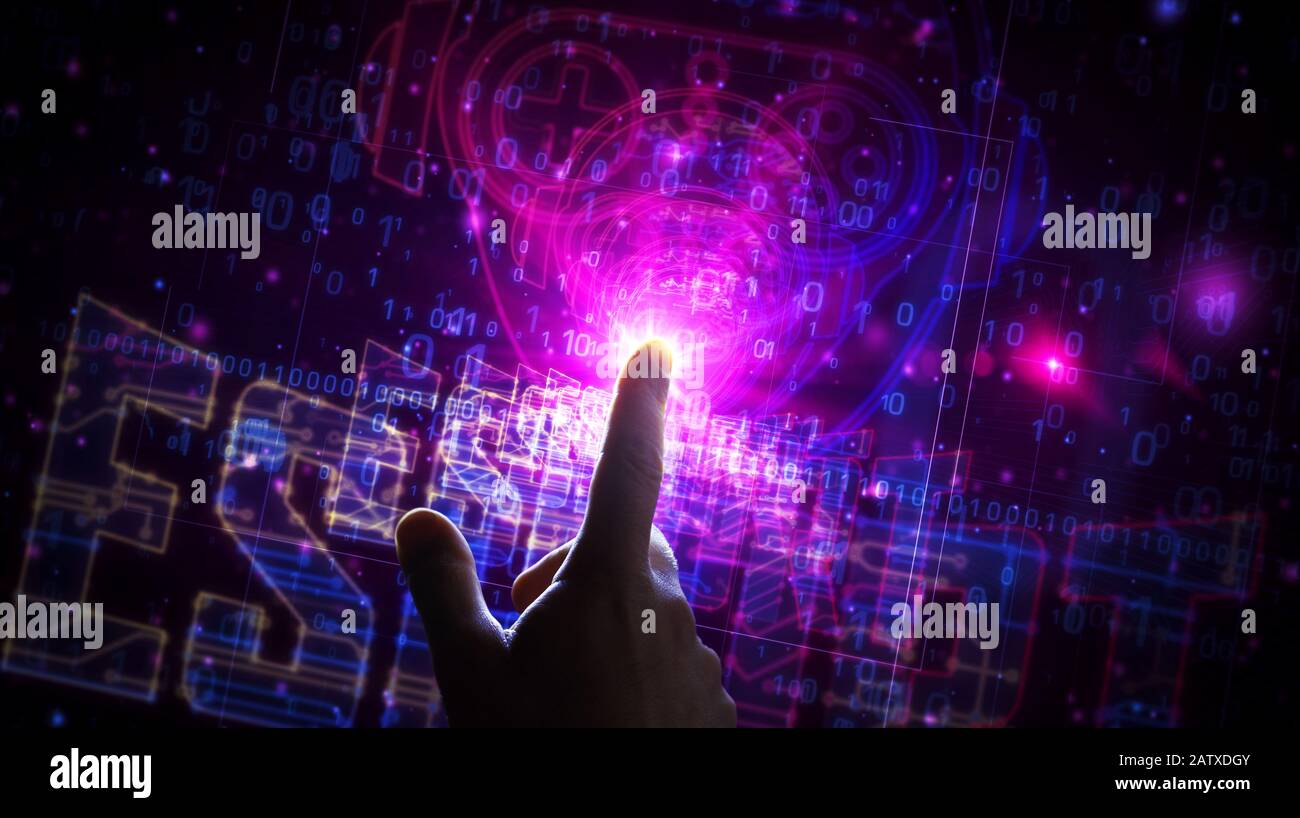 ESport cyber giochi con il progetto di simbolo giocatore. Concetto astratto di torneo, gioco, video gaming e sport digitale illustrazione 3d. Disegno d Foto Stock