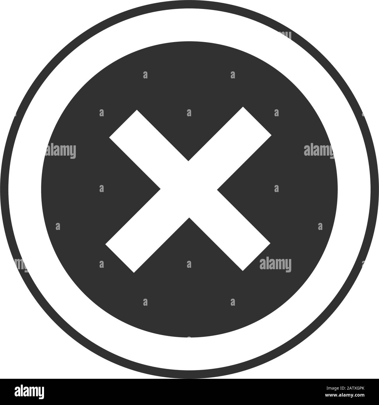 Icona Elimina rotonda. Segno di croce nel cerchio, può essere usato come simboli di sbagliato, chiudere, negare ecc immagine Stock Vector isolato su sfondo bianco. Illustrazione Vettoriale