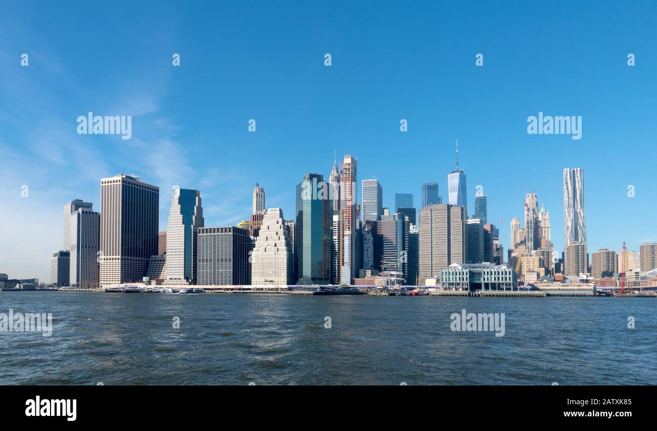 Lo splendido skyline Di Lower Manhattan Island, New York City, Stati Uniti d'America 2019. Foto Stock