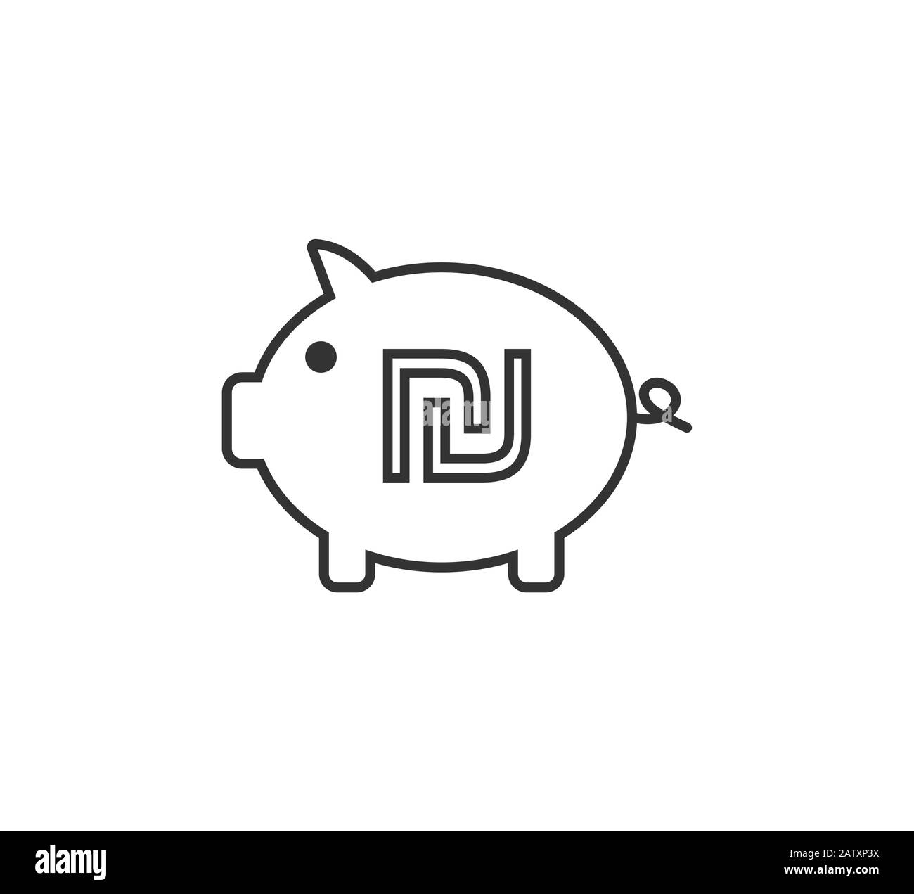 Israeliano, siclo, salvando, icona del maiale. Illustrazione vettoriale, design piatto Illustrazione Vettoriale