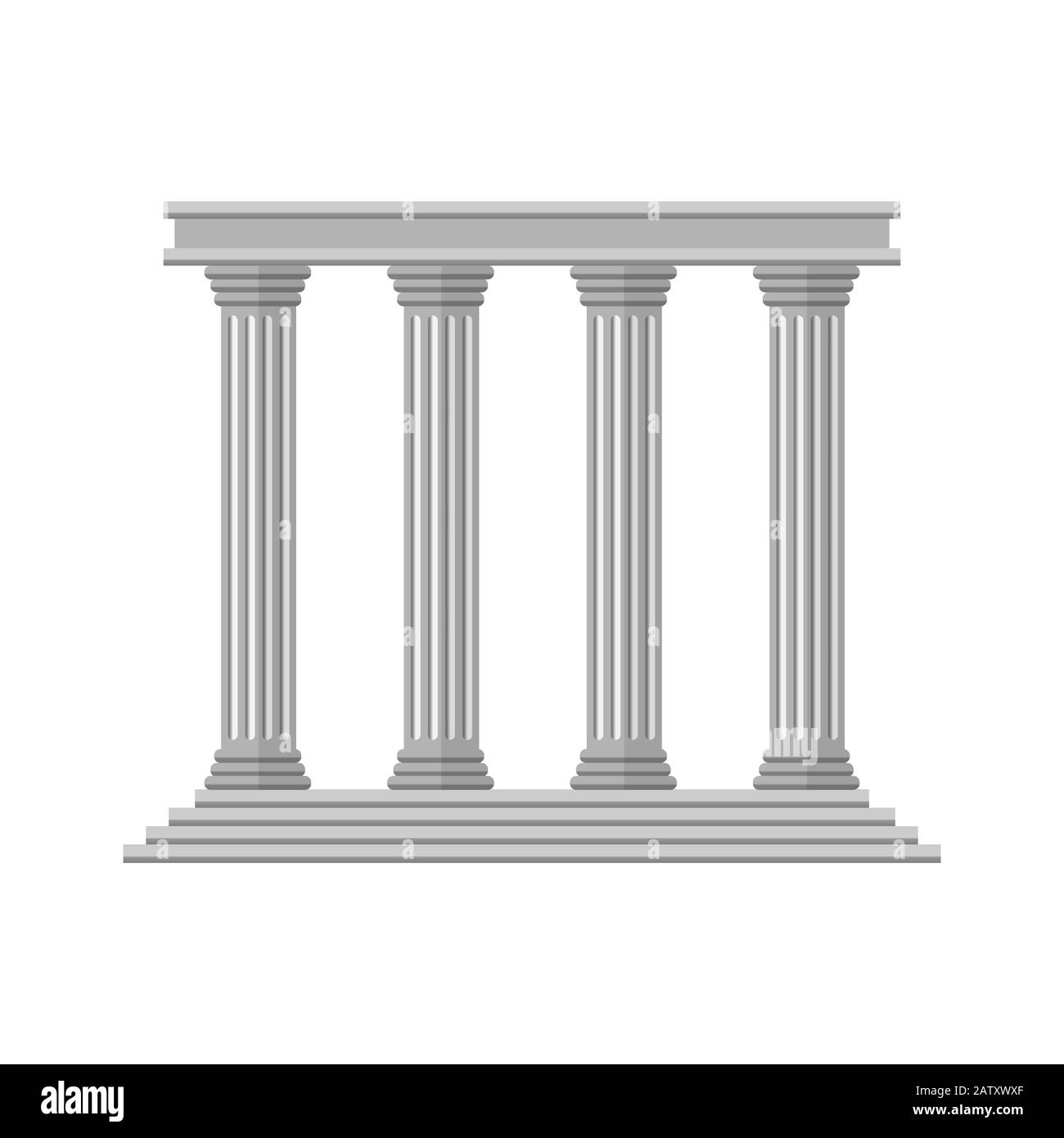 Colonne antiche retro piatte isolate Illustrazione Vettoriale