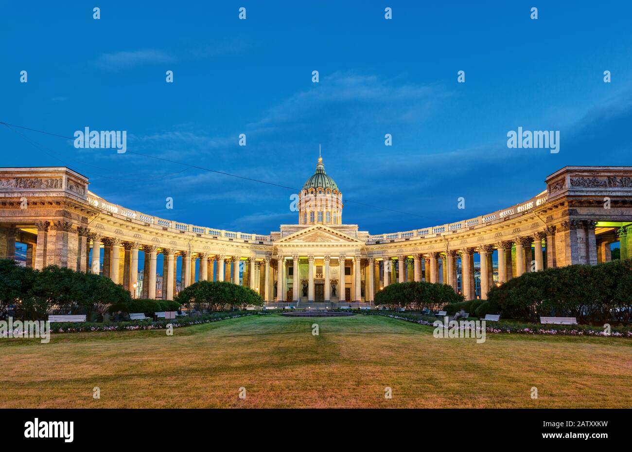 Cattedrale Di Kazan Alle Notti Bianche A San Pietroburgo, Russia Foto Stock