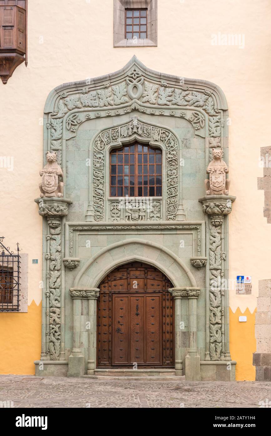 Casa De Colon, Biblioteca Colombina In Plaza Del Pilar Nuevo, Veguata, Las Palmas De Gran Canaria Old Town Foto Stock