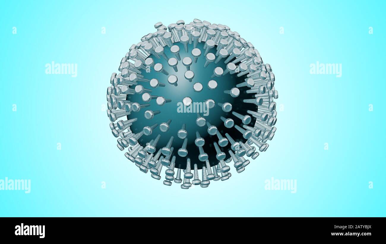 Coronavirus virus 3d CGI rendering sfondo blu Foto Stock