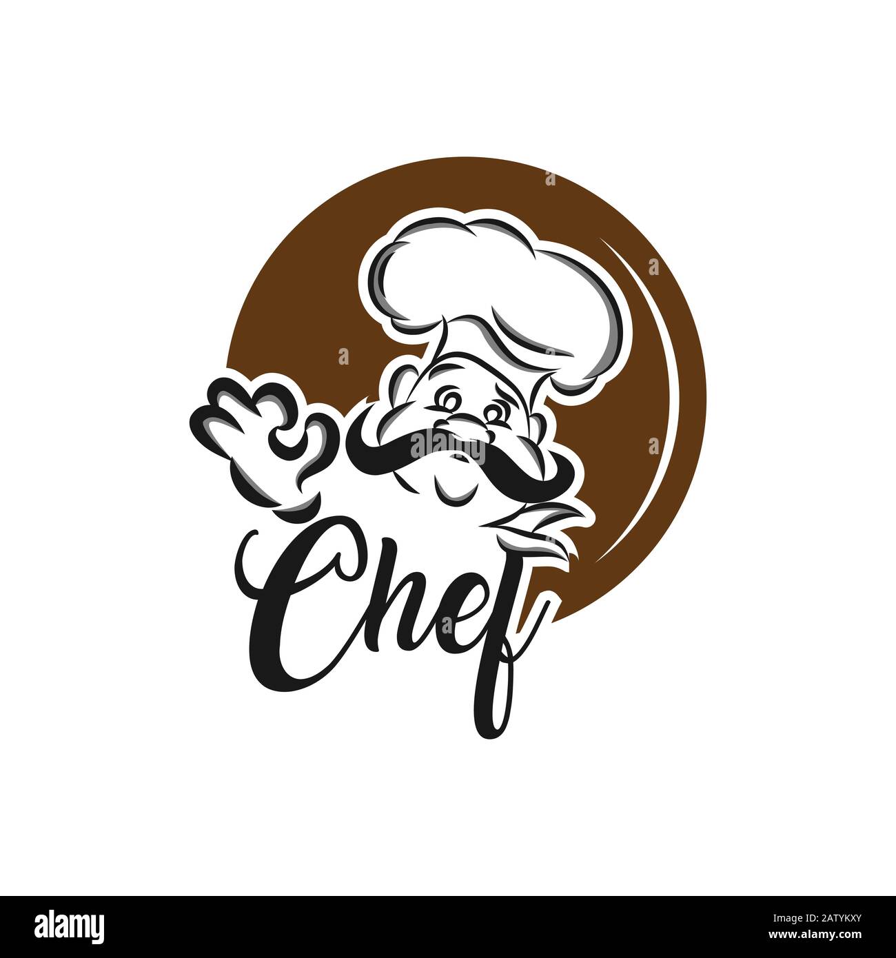 Logo dello chef. Lettere A Mano con un cuoco unico. Simbolo icona logo ...