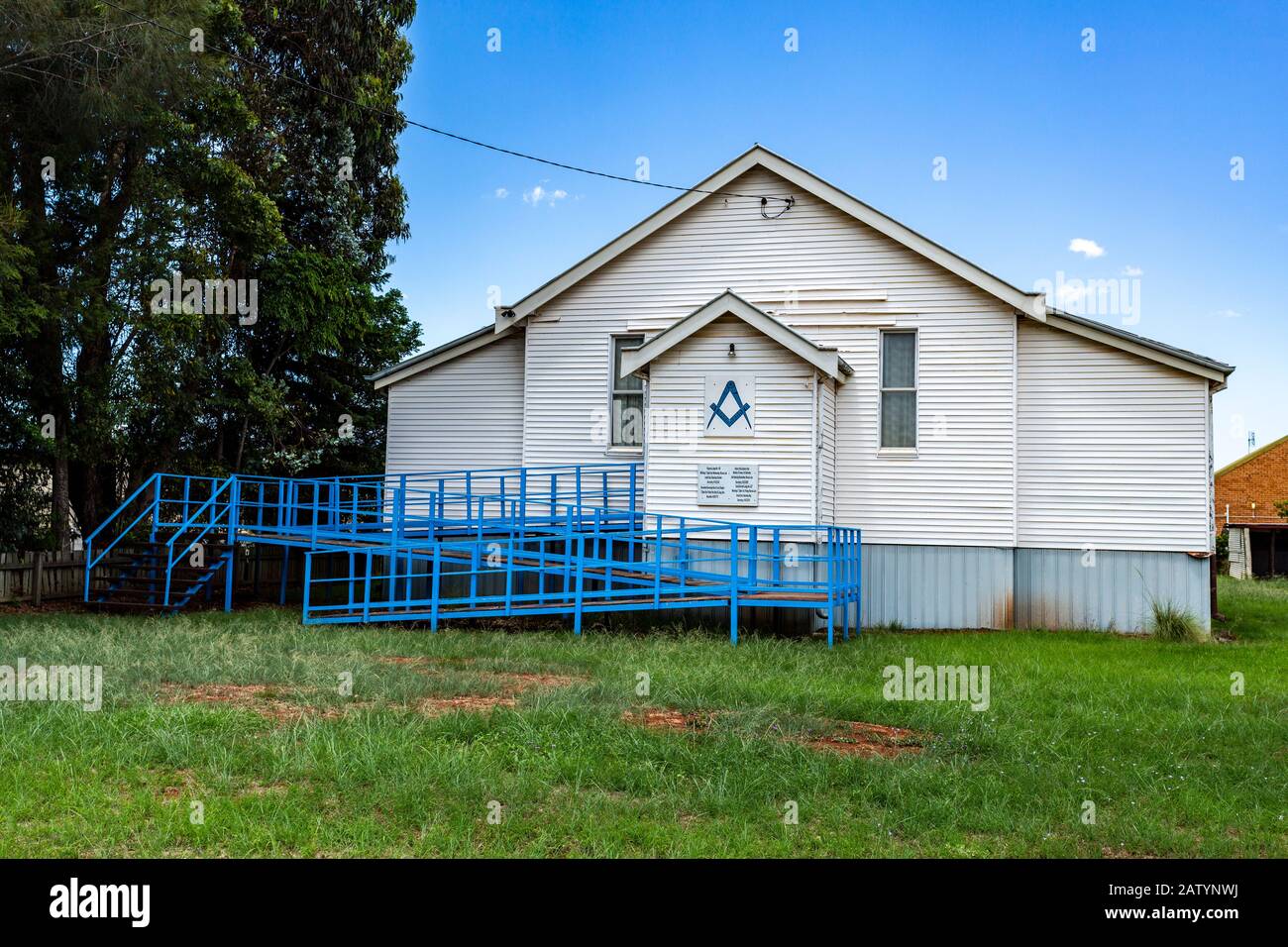 Vista del Masonic Lodge edificio nella città rurale di Kingaroy, se Queensland, Australia Foto Stock