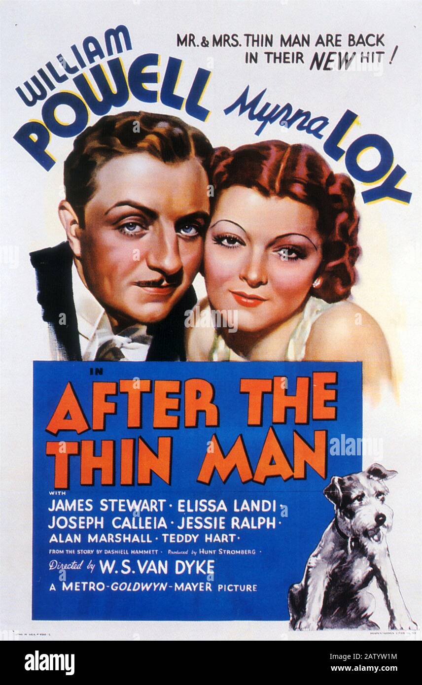 1936 USA : il poster originale del film PER AFTER THE THIN MAN ( Dopo l'uomo ombra ) di W. S. Van dyke , tratto da una storia di Dashiell Hammett , con Willi Foto Stock