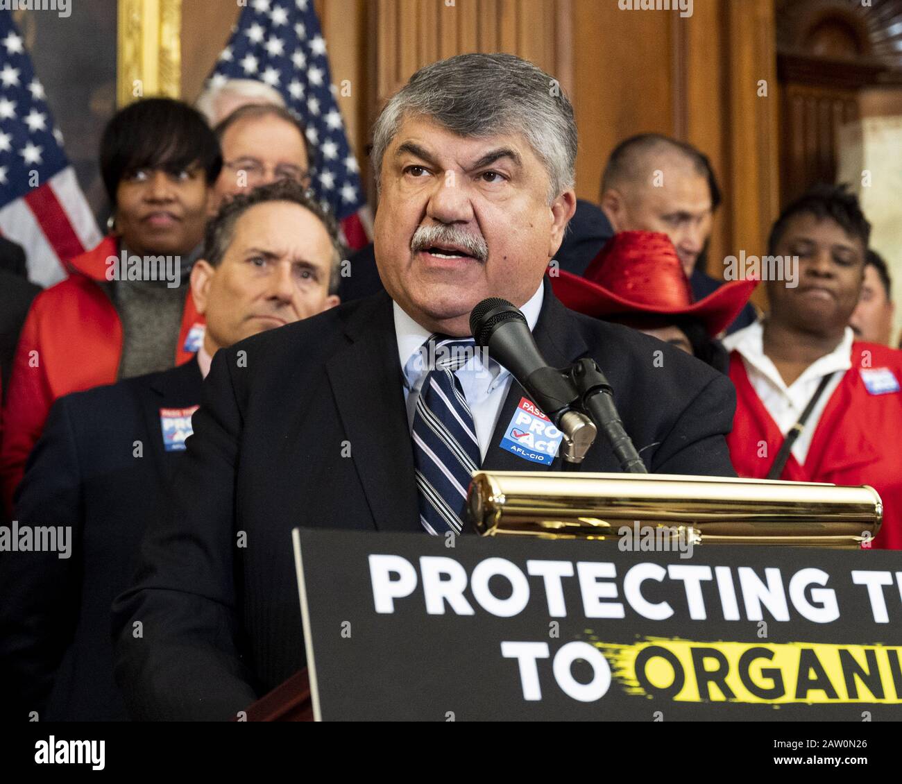 Washington, DC, USA. 5th Feb, 2020. 5 febbraio 2020 - Washington, DC, Stati Uniti: Richard TRUMKA, Presidente del CIO dell'AFL, parlando in occasione di un evento stampa a sostegno dell'H.R. 2474, La Tutela Del Diritto Di Organizzazione (PRO) Act. Credit: Michael Brochstein/Zuma Wire/Alamy Live News Foto Stock