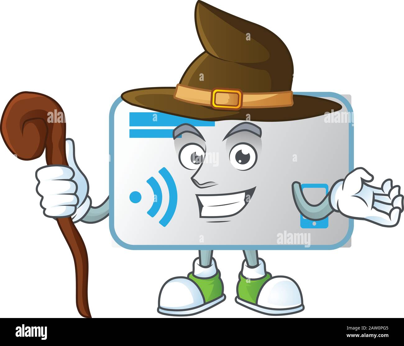 Una graziosa scheda NFC eseguita come strega sul palco Illustrazione Vettoriale