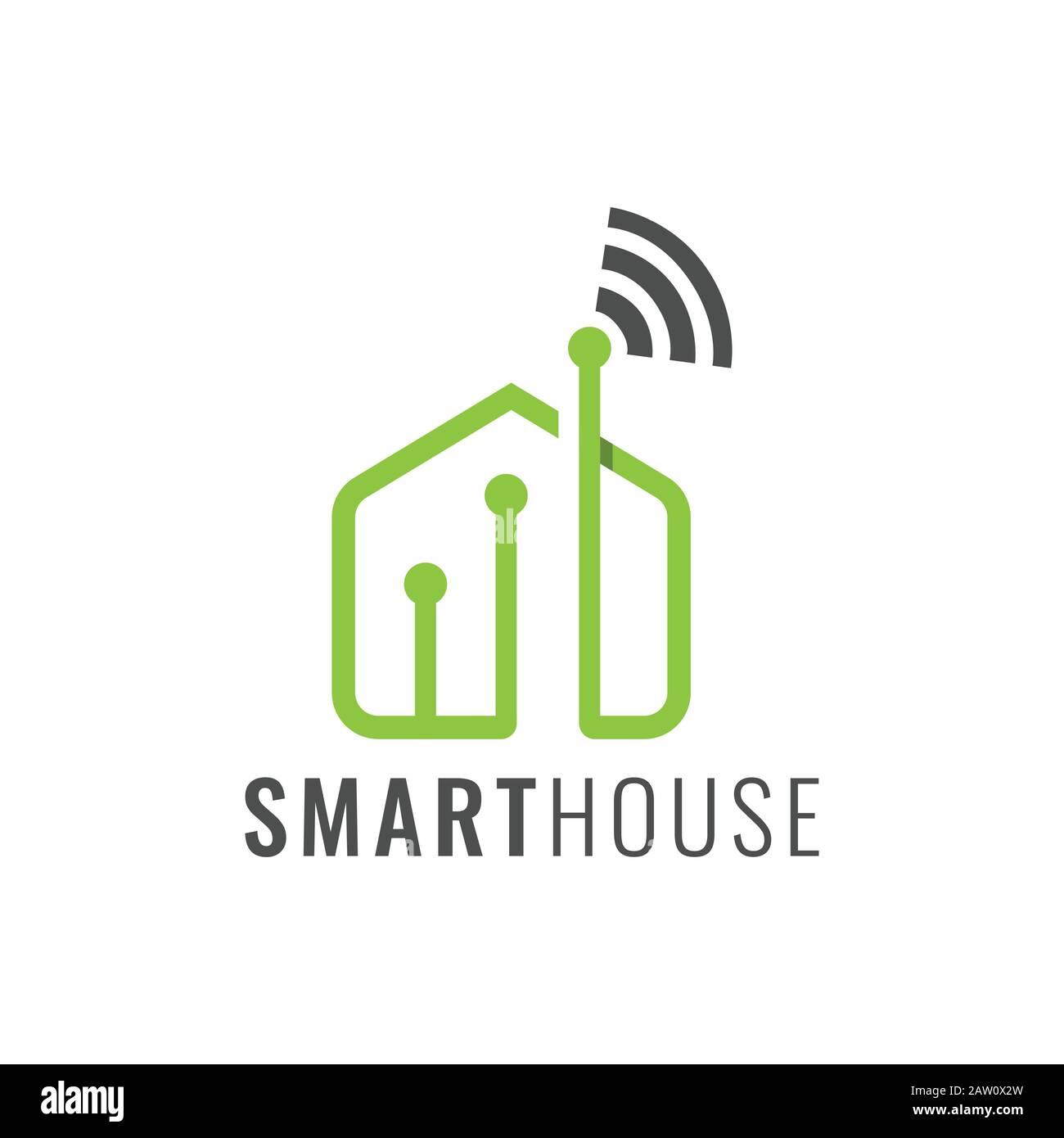 Illustrazione del design vettoriale del logo della tecnologia Smart House moderna Illustrazione Vettoriale