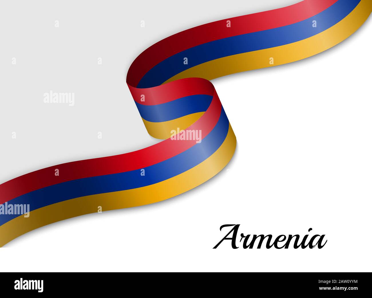 Bandiera ondeggiante del nastro dell'Armenia. Modello per banner del giorno di indipendenza Illustrazione Vettoriale