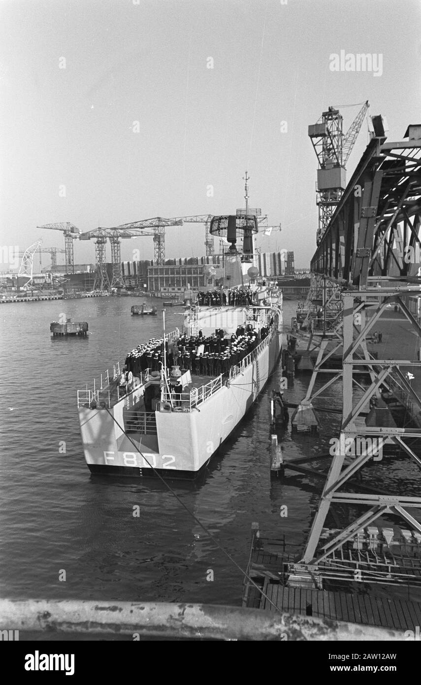 Submarine Combat Frigate From Speijk at yard NDSM uso fatto Data: 14 febbraio 1967 Località: Amsterdam Parole Chiave: Costruzione navale Istituto Nome: HM Da Speyk Foto Stock