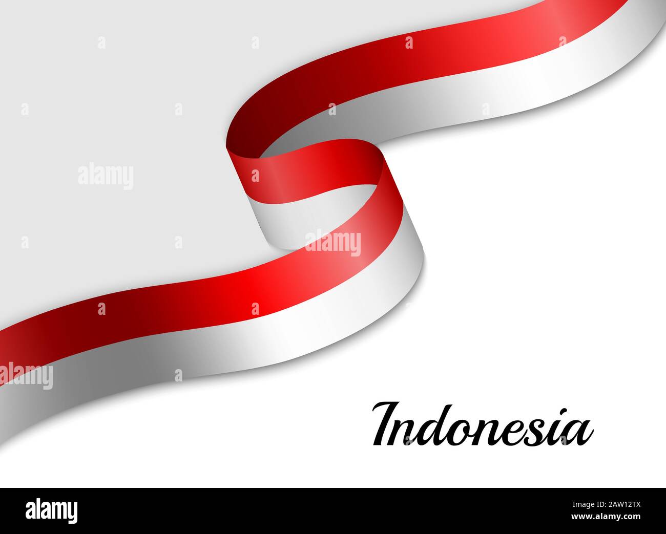 Bandiera ondeggiante del nastro dell'Indonesia. Modello per banner del giorno di indipendenza Illustrazione Vettoriale