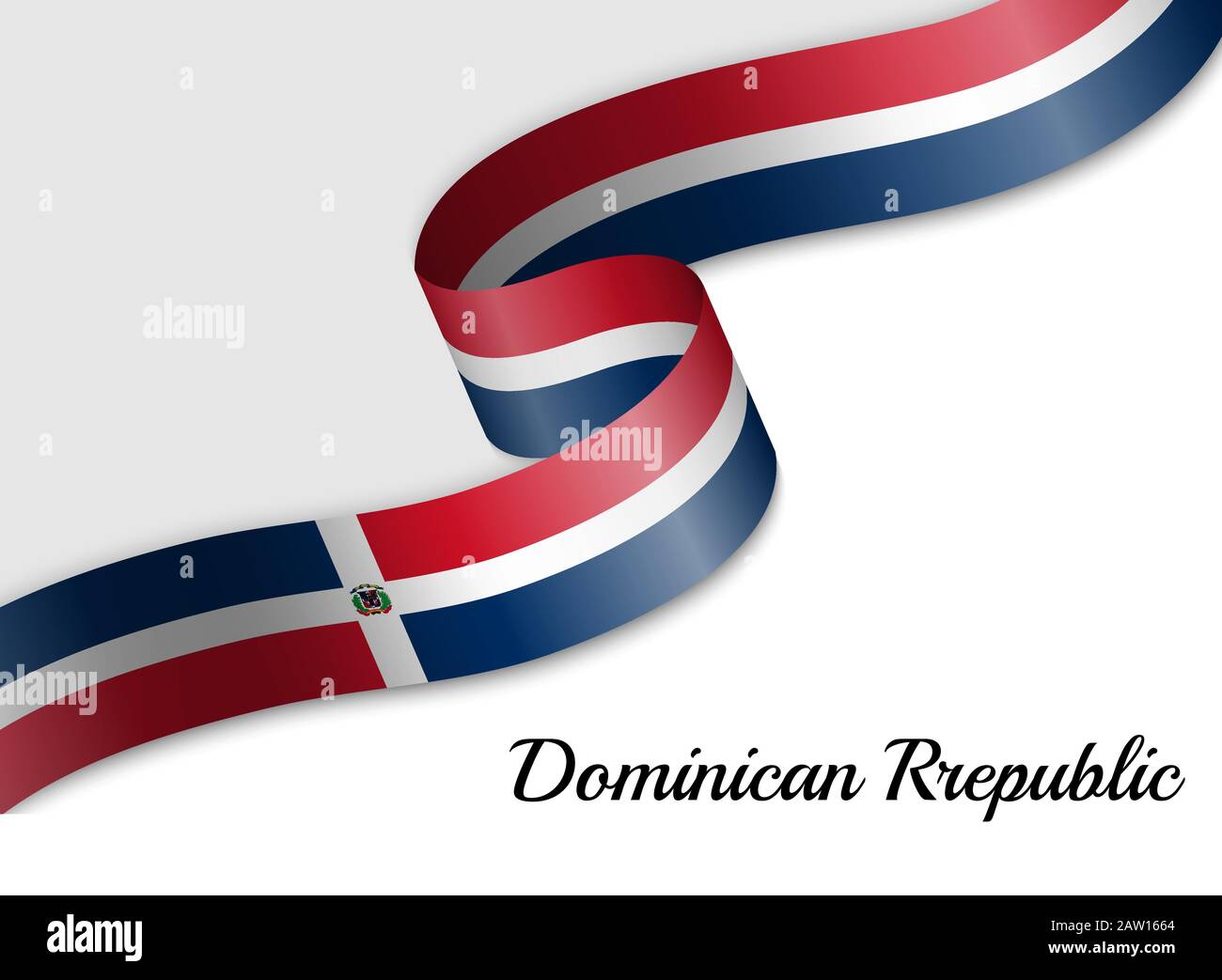 Bandiera ondeggiante del nastro della Repubblica Dominicana. Modello per banner del giorno di indipendenza Illustrazione Vettoriale