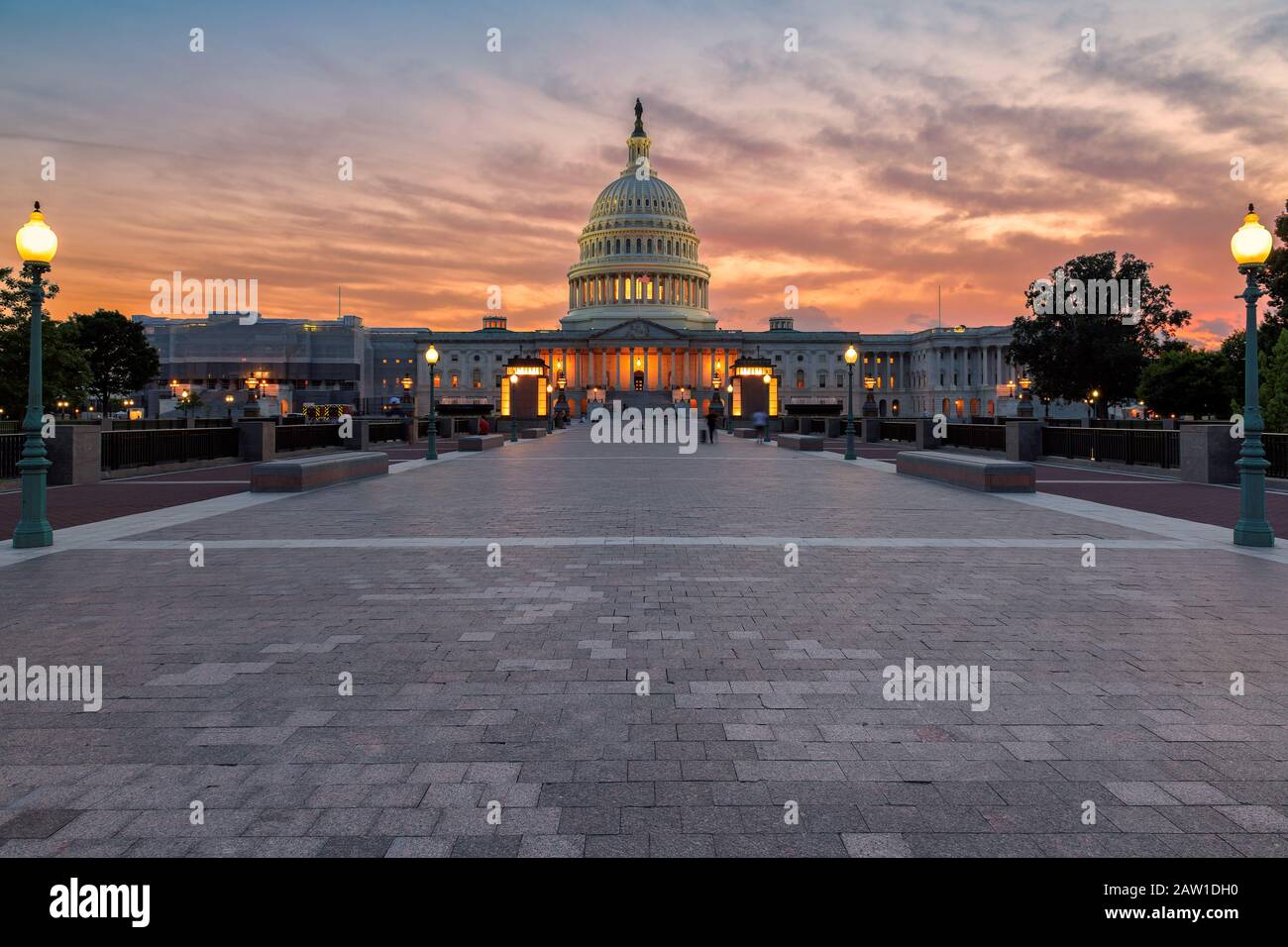 Il Capitol Building degli Stati Uniti a Washington DC al tramonto Foto Stock