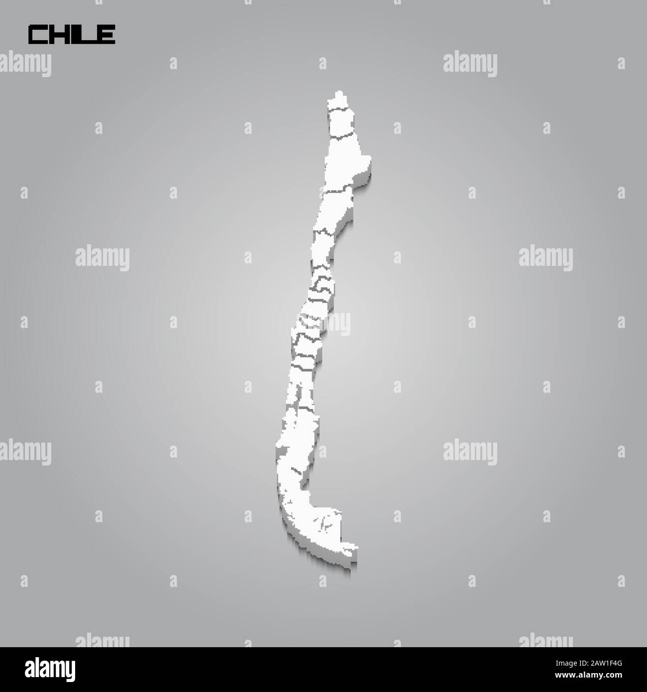 Cile 3d mappa con confini di regioni. Illustrazione del vettore Illustrazione Vettoriale