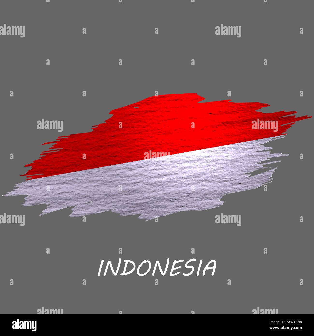 Bandiera di stile grunge dell'Indonesia. Sfondo tratto pennello Illustrazione Vettoriale