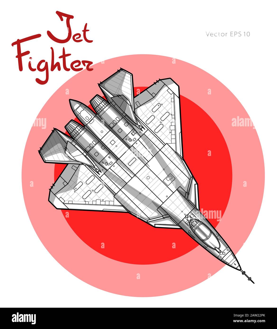 Il nuovissimo Russian jet fighter aircraft. Tracciato di vettore Illustrazione Vettoriale