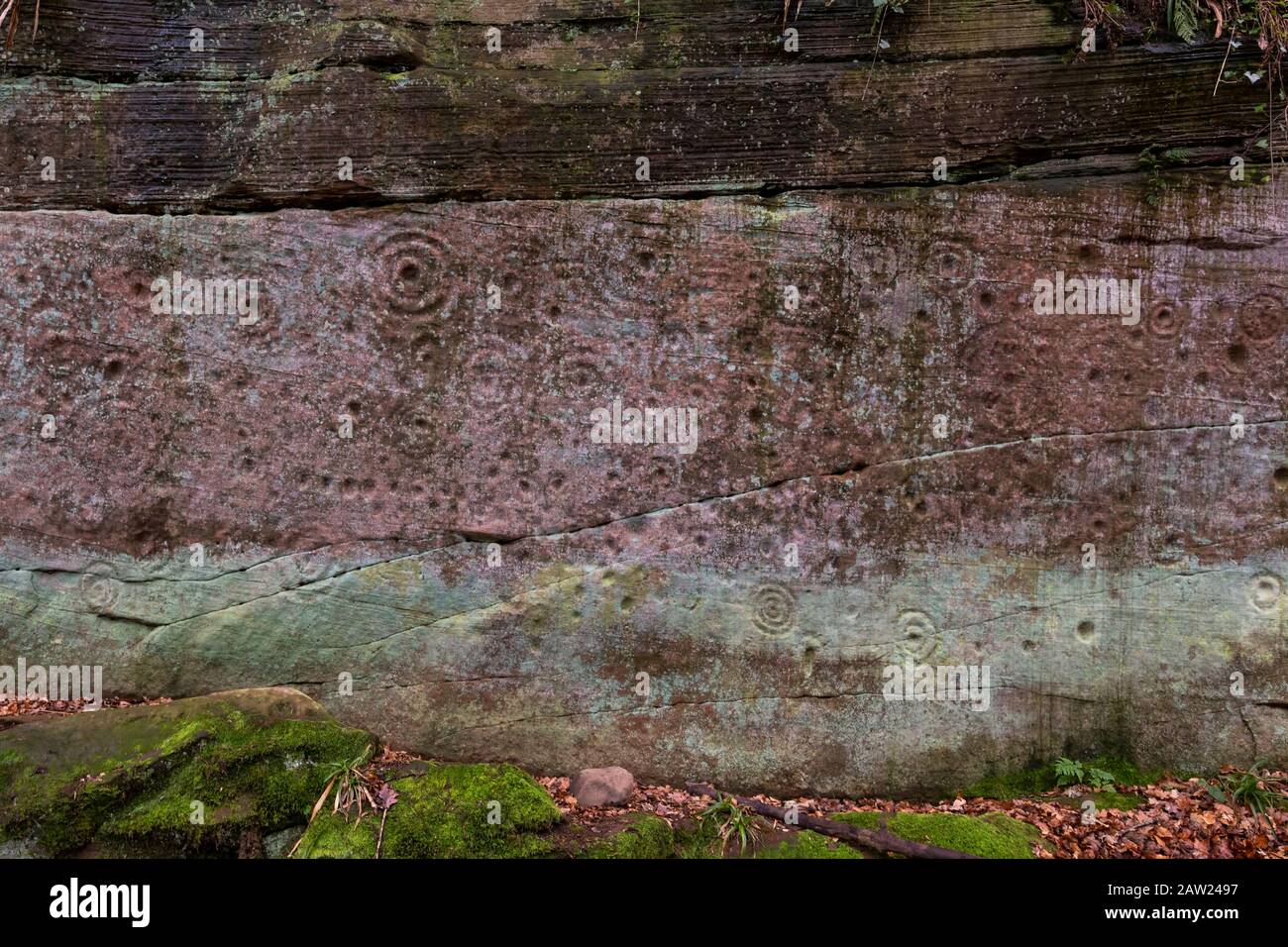 Antichi cerchi di pietra a Ballochmyle in Ayrshire Foto Stock
