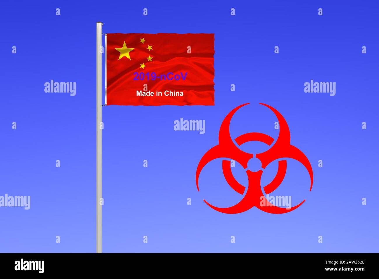 Bandiera della Cina, scritta corona virus, Cina Foto Stock