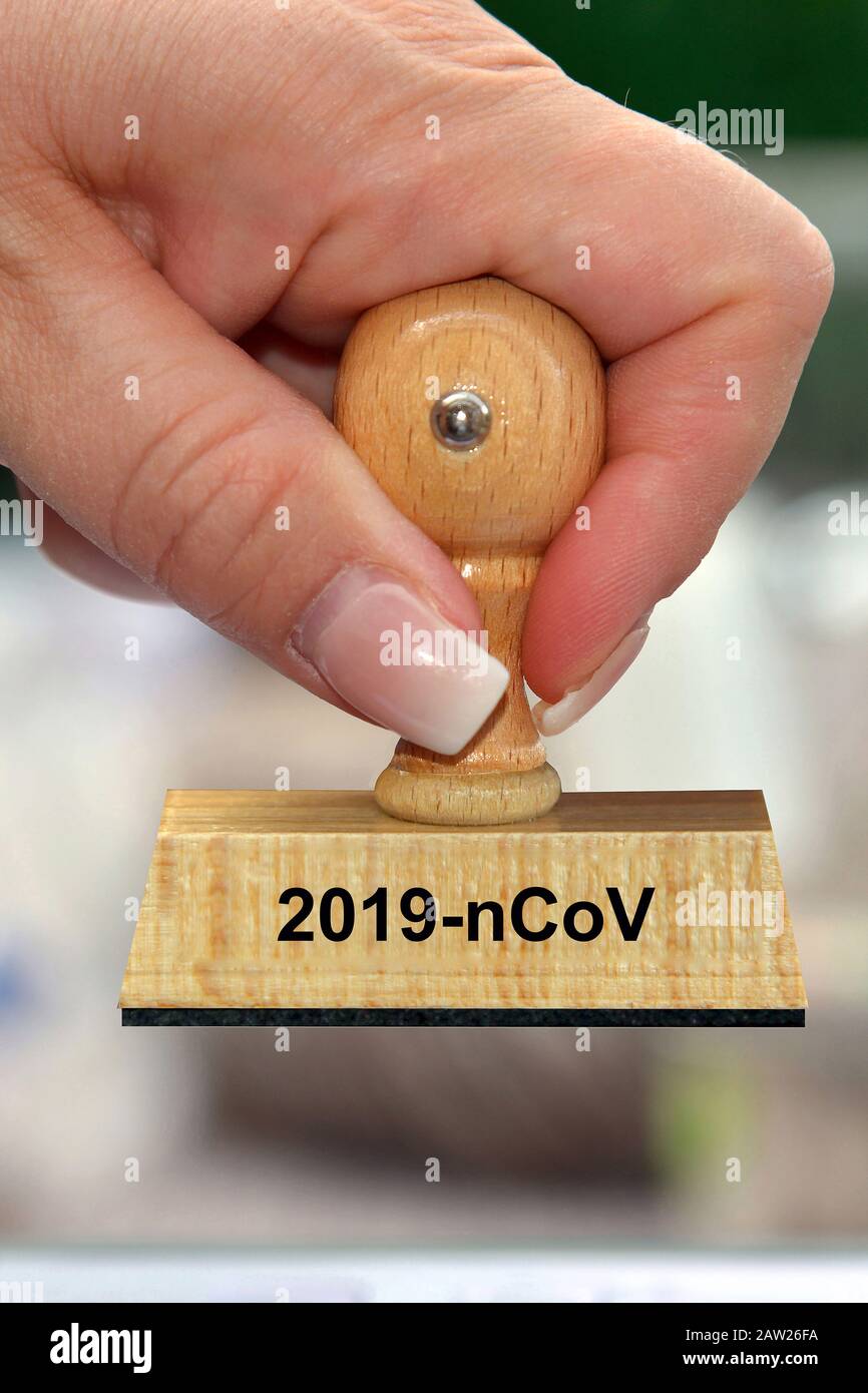 Con una scritta stam 2019-nCoV, virus Corona Foto Stock