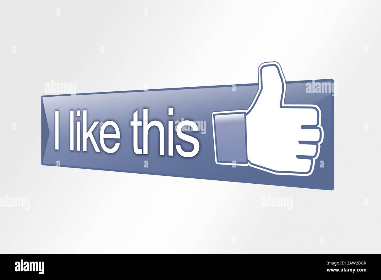 Stuttgart, Germany - Novemeber 08, 2013: Social network come Button, thumb up isolato su sfondo bianco per e-business, siti web, applicazioni mobili Foto Stock