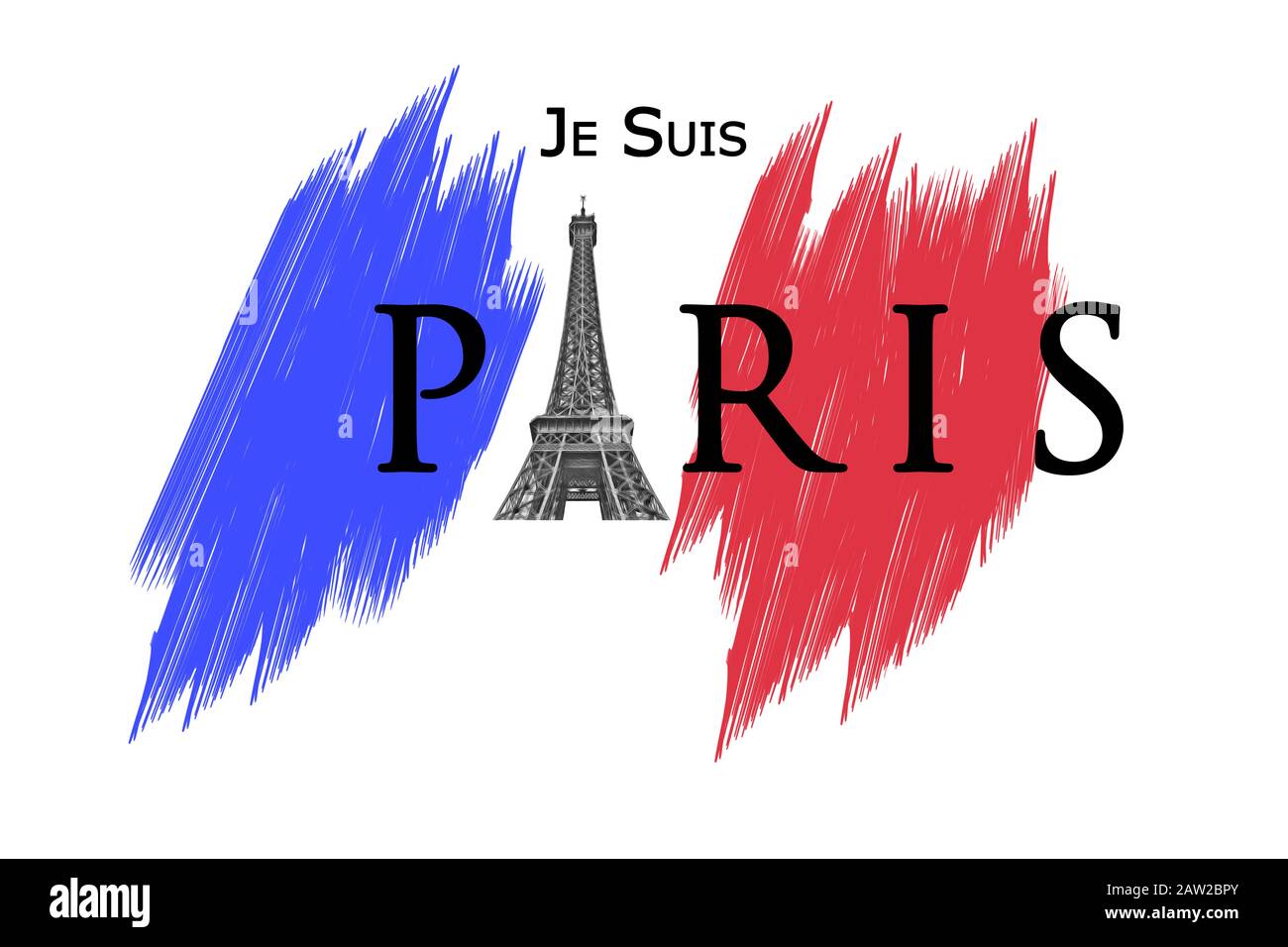 In memoria dell'attacco terroristico di Parigi del 13 novembre 2015 - bandiera francese Foto Stock