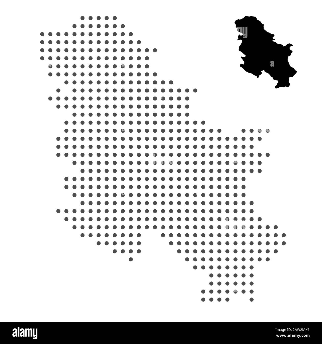 Mappa Serbia punteggiata su sfondo bianco vettore isolatedI.llustration per la progettazione tecnologica o infografica. Isolato su sfondo bianco. Viaggio illustra Illustrazione Vettoriale
