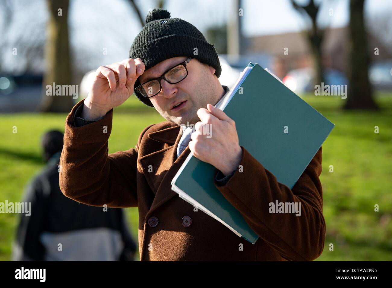 Josef Smith arriva alla Walsall Magistrates Court, dove si trova a sostenere un processo accusato di fare gesti di scimmia verso un calciatore Chelsea in una partita nel settembre 2019. Foto Stock