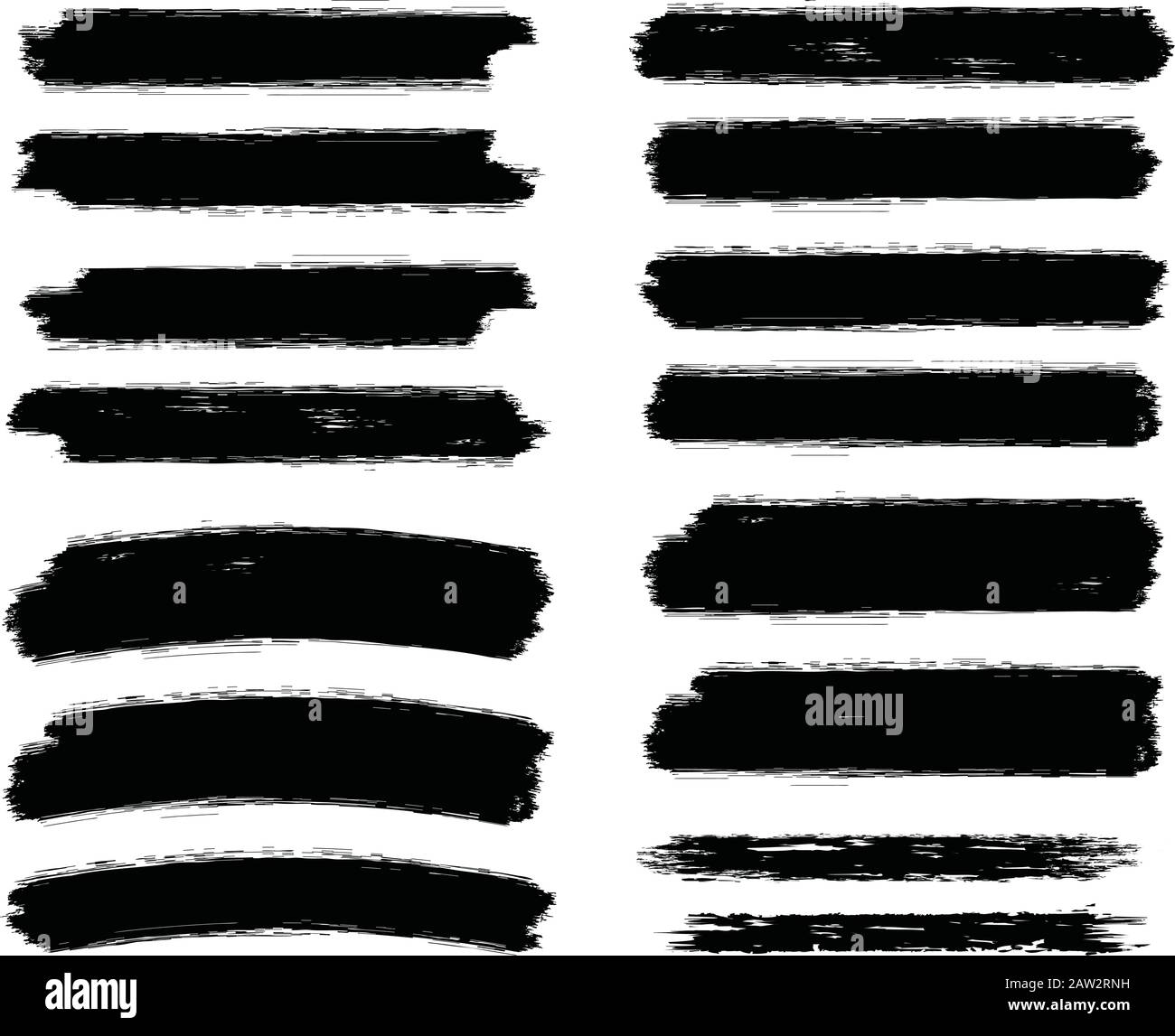 tratti di pennello vettoriale per sfondi grunge. tratto di vernice texture nere isolate su sfondo bianco. inchiostro splash banner illustrazioni artistiche. Illustrazione Vettoriale
