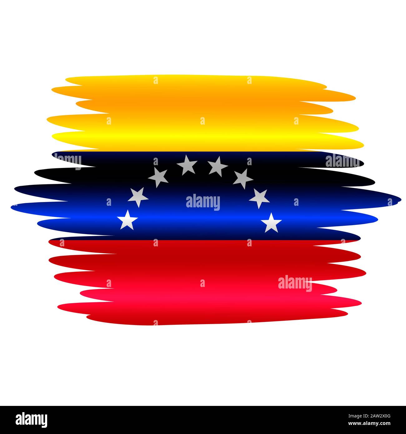 Bandiera del Venezuela con pieghe. Illustrazione colorata con bandiera per il design. Illustrazione luminosa con pennello effetto. Foto Stock