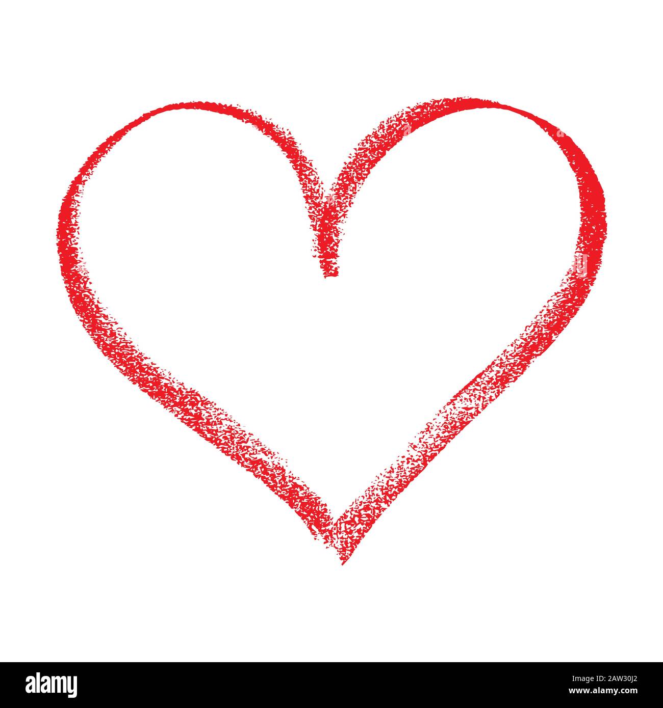 Tratto di gessetto con icona a forma di cuore vettoriale rosso Illustrazione Vettoriale
