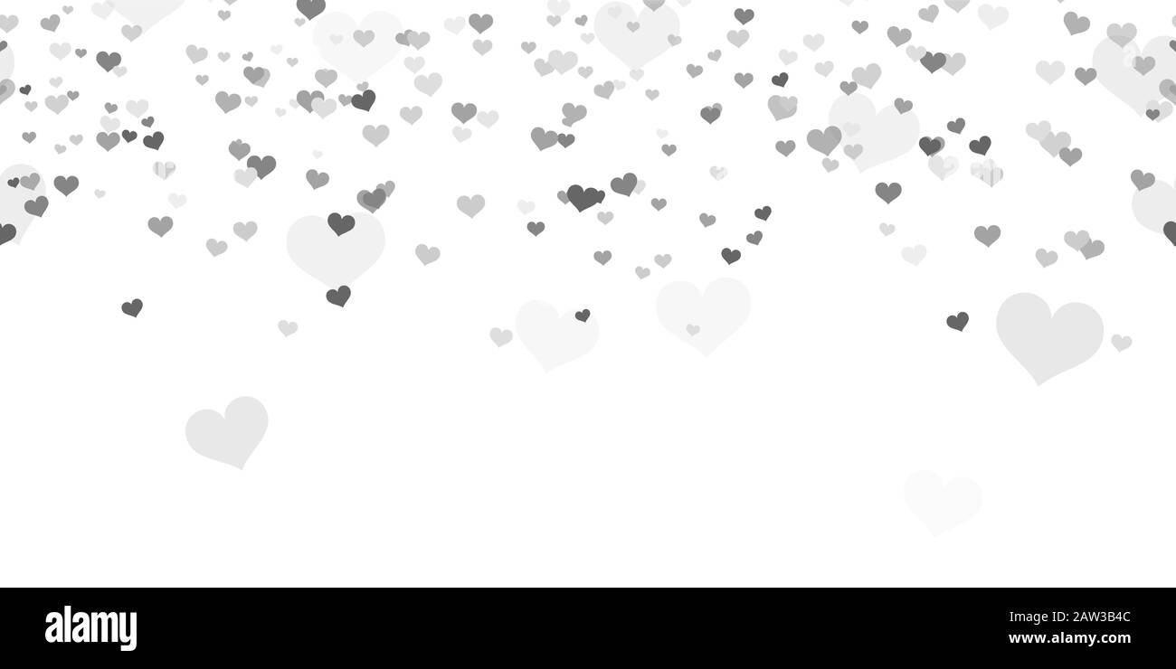 Sfondo senza giunture con differenti color argento di coriandoli cuori per San Valentino il tempo, la festa della mamma o i concetti di amore Illustrazione Vettoriale