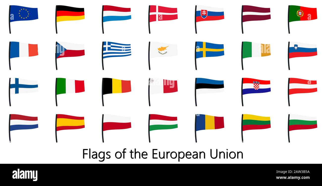 Vettore EPS 10 che mostra una raccolta di bandiere sindacali europee Illustrazione Vettoriale