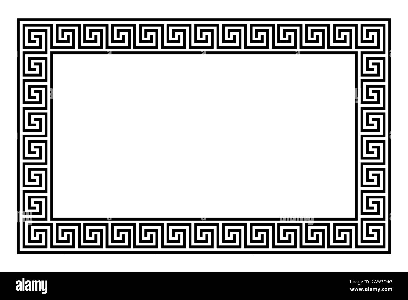 Motivo a meandro sconnesso con cornice rettangolare composto da meandri senza giunture. Meandros. Bordo decorativo di linee interrotte a forma di motivo ripetuto. Foto Stock