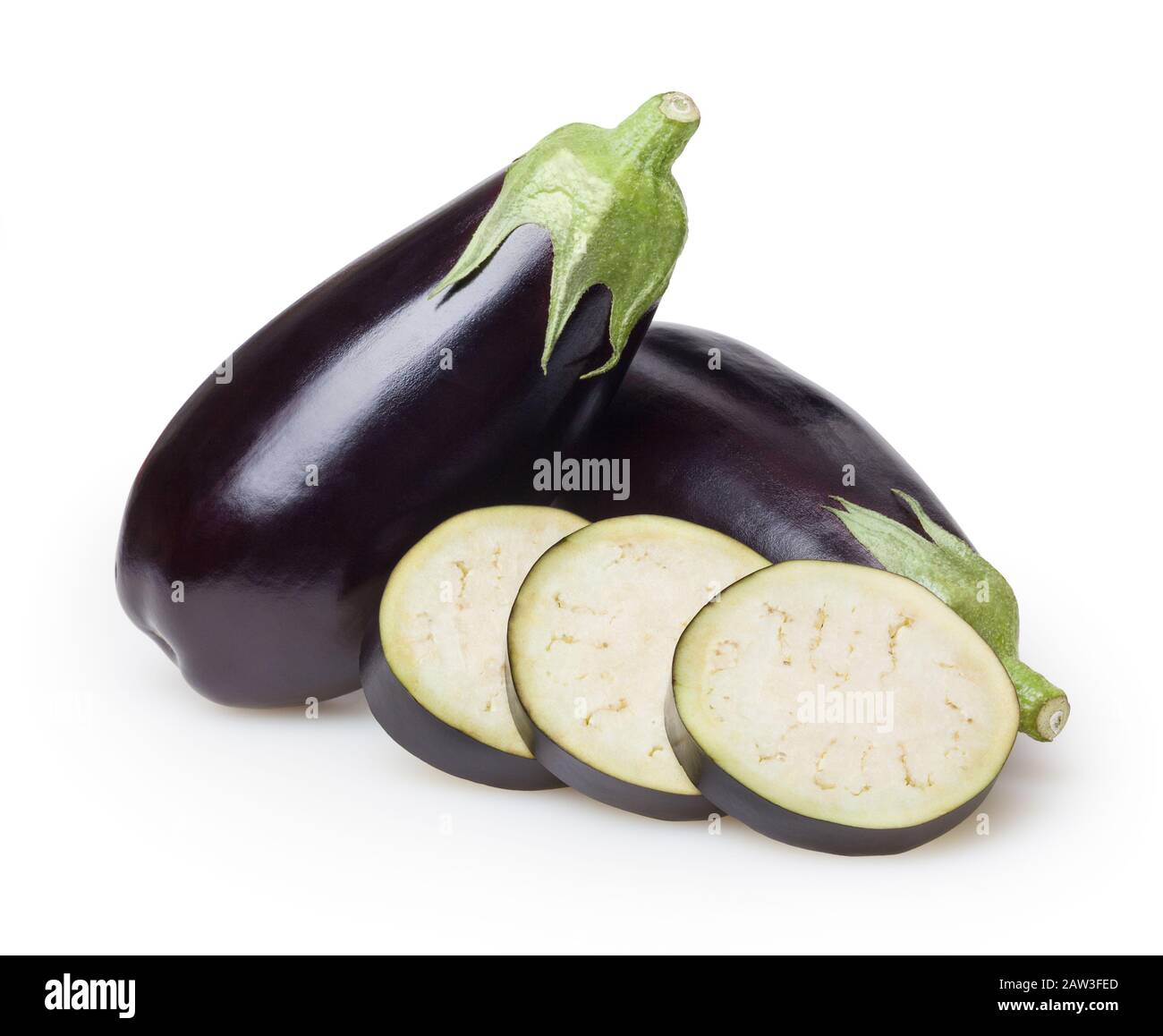 Le melanzane isolato su sfondo bianco con tracciato di ritaglio Foto Stock