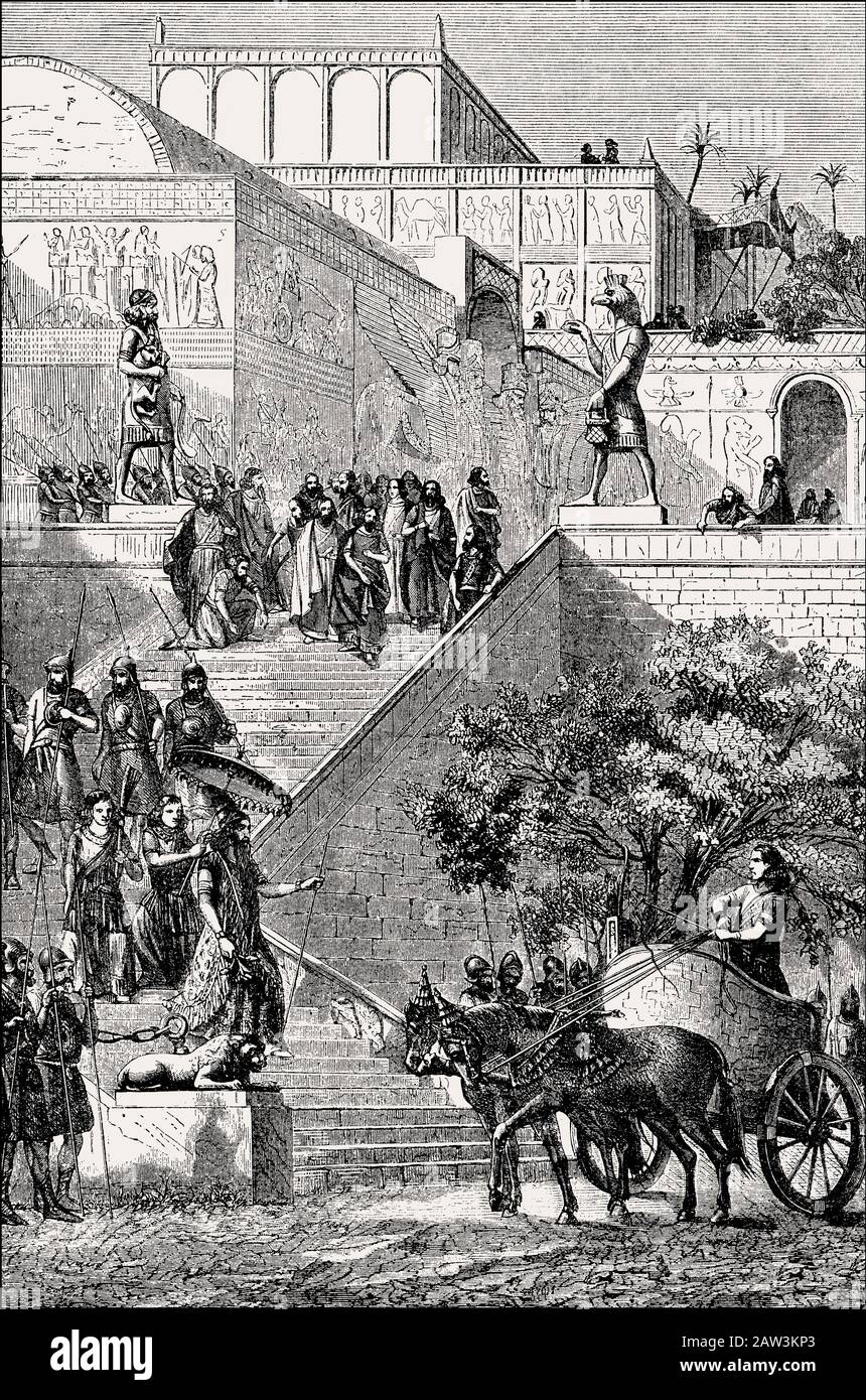 Re dell'impero neo-assiro nel suo palazzo, 5th secolo a.C. Foto Stock