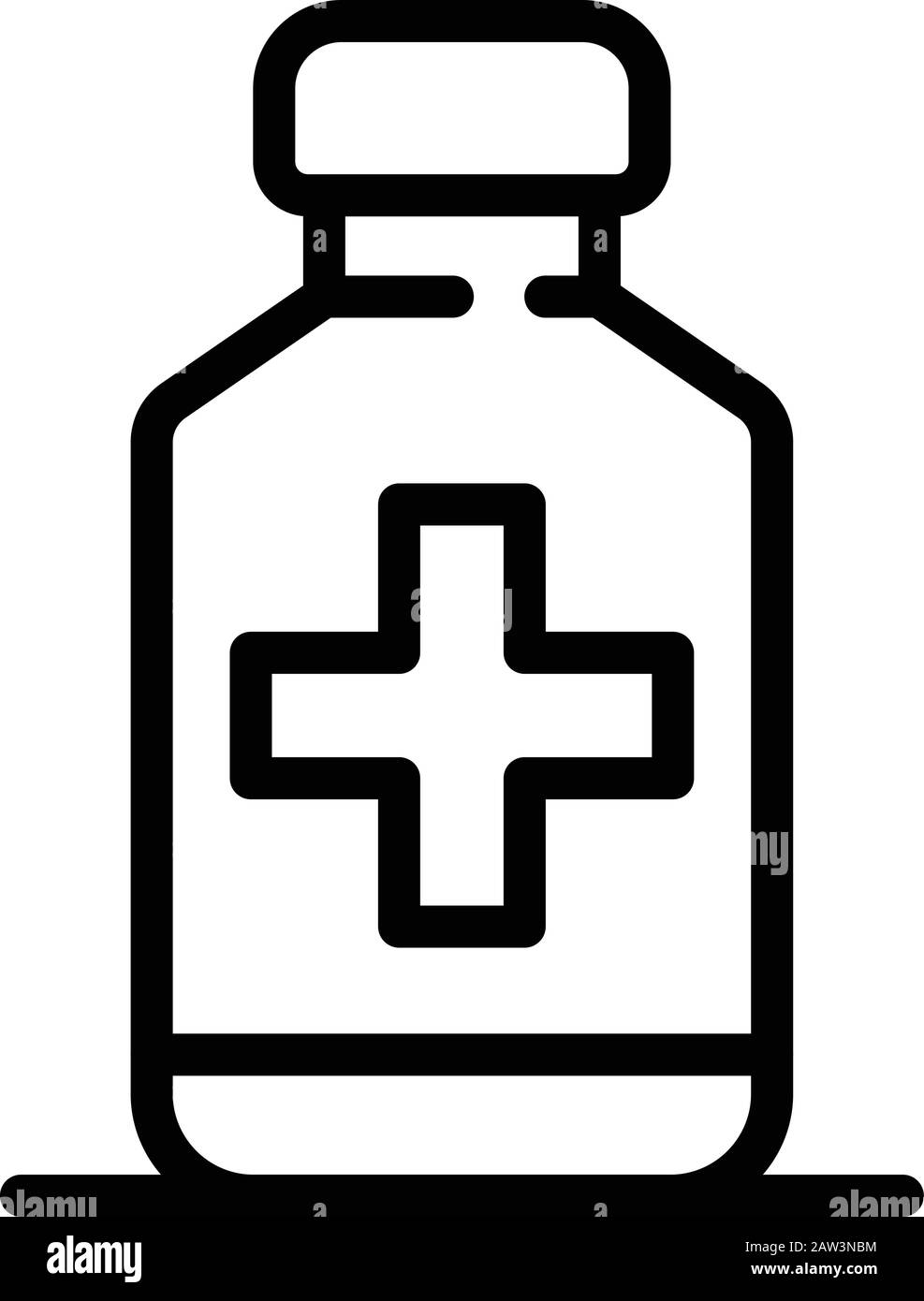 Tosse Sciroppo icona, stile contorno Illustrazione Vettoriale